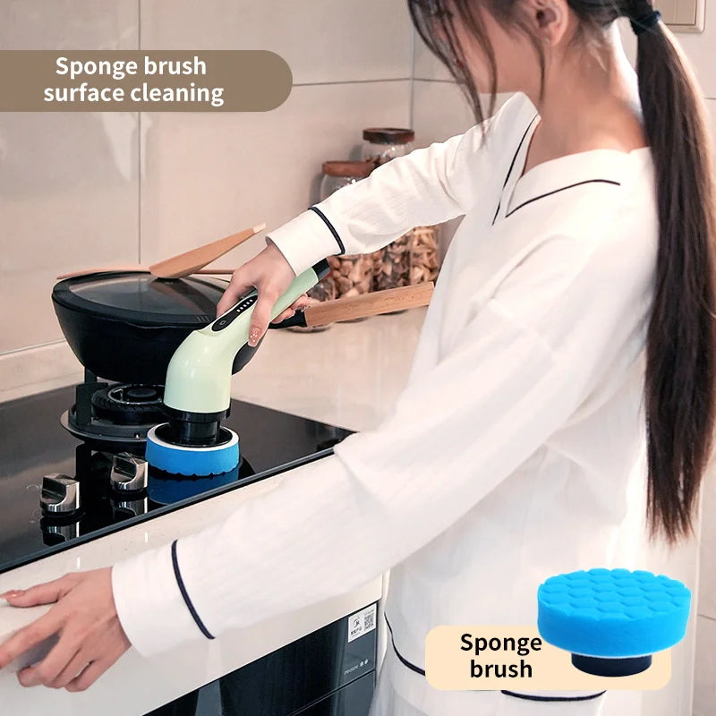 9-in-1 Electric Spin Scrubber – Multi-Functional Cleaning Brush for Kitchen, Bathroom & Home
