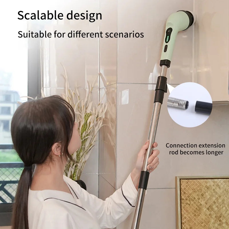 9-in-1 Electric Spin Scrubber – Multi-Functional Cleaning Brush for Kitchen, Bathroom & Home
