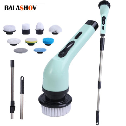 9-in-1 Electric Spin Scrubber – Multi-Functional Cleaning Brush for Kitchen, Bathroom & Home