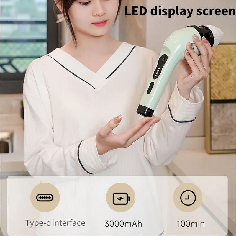 9-in-1 Electric Spin Scrubber – Multi-Functional Cleaning Brush for Kitchen, Bathroom & Home