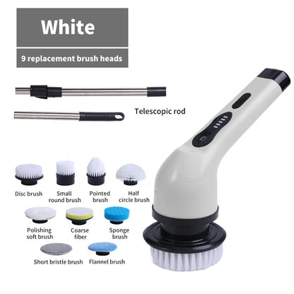9-in-1 Electric Spin Scrubber – Multi-Functional Cleaning Brush for Kitchen, Bathroom & Home